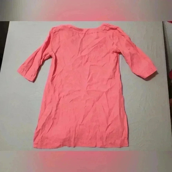 Zara Basic Women's Size L Pullover Tunic Pink 3/4 Sleeve V Neck Side Split - Picture 6 of 7